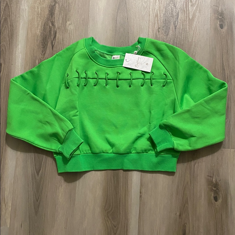 BuffBunny Collection Bright Green Sweatshirt (The Frankenstein Sweater)
